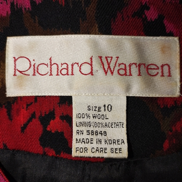Richard Warren Vintage 100% Wool Floral Dress 10 - Picture 2 of 11
